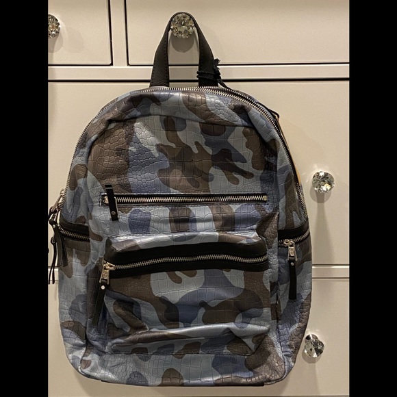 camouflage leather backpack